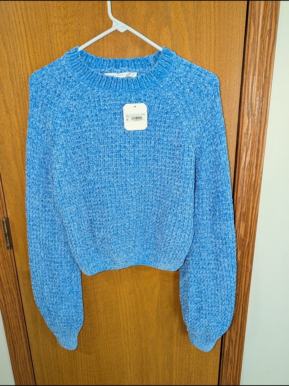 Altar'd State Sky Blue Chenille Crewneck Sweater